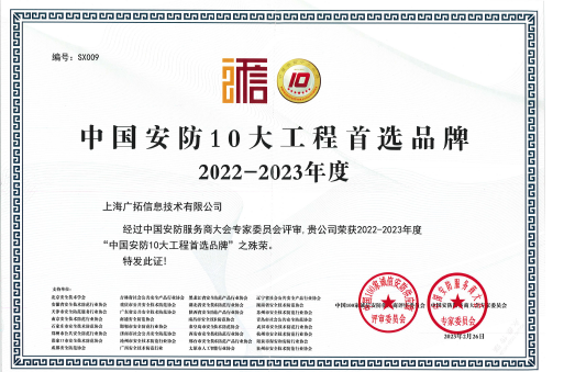 中國安防10大工程首選品牌